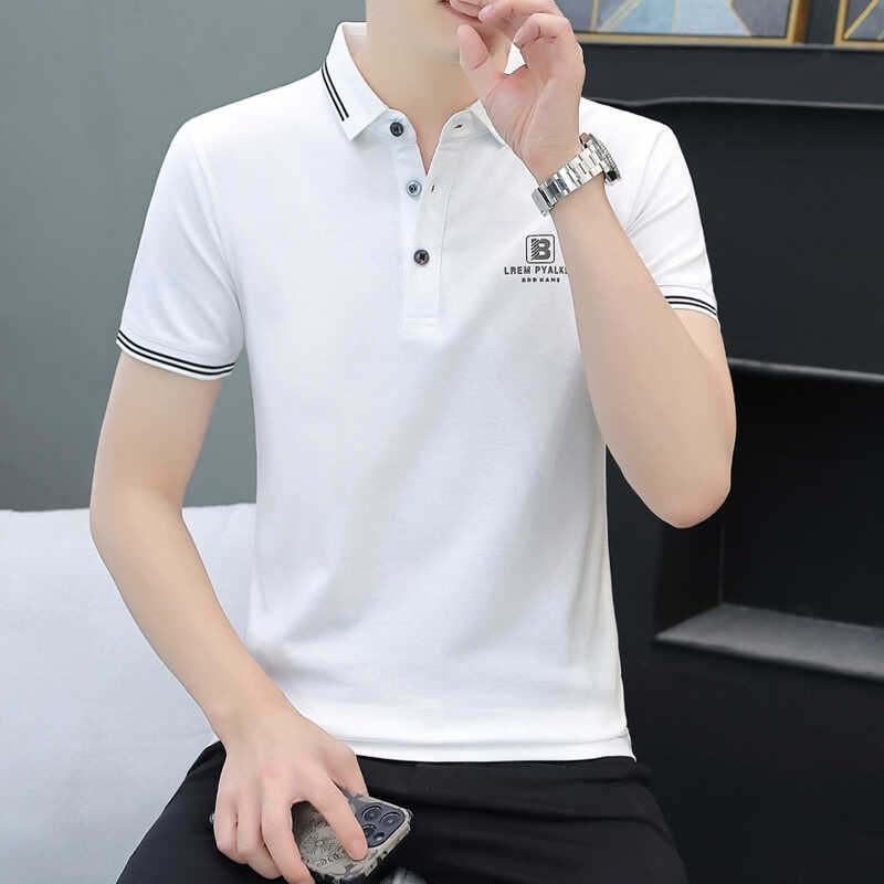 夏季新款男士短袖t恤翻领POLO衫男装上衣潮流休闲半截袖体桖衣服