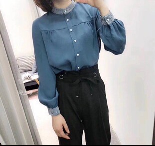 8815 七七米兰 蕾丝立领圆弧边基本款 衬衫 上衣 特价 女装 正品