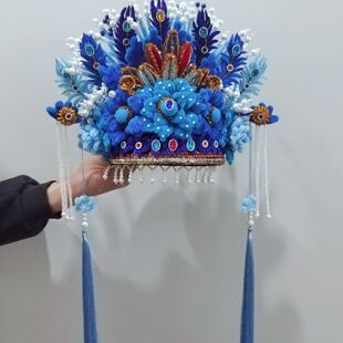 可以戴的手工凤冠扭扭棒状元帽戏曲头饰材料包成品戏帽汉服头饰表