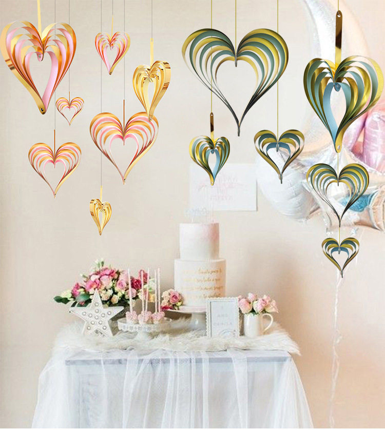 珠宝店铺节日布置装饰品立体爱心形挂饰婚礼道具天花板橱窗吊饰