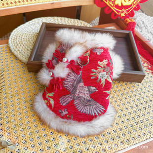 新年秋冬季狗狗猫咪过年衣服喜庆棉衣加厚中式宠物唐装代发批发