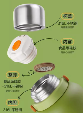 苏泊尔随享保温杯盖一键开合茶漏配件防漏大容量水壶盖KCV10AC10