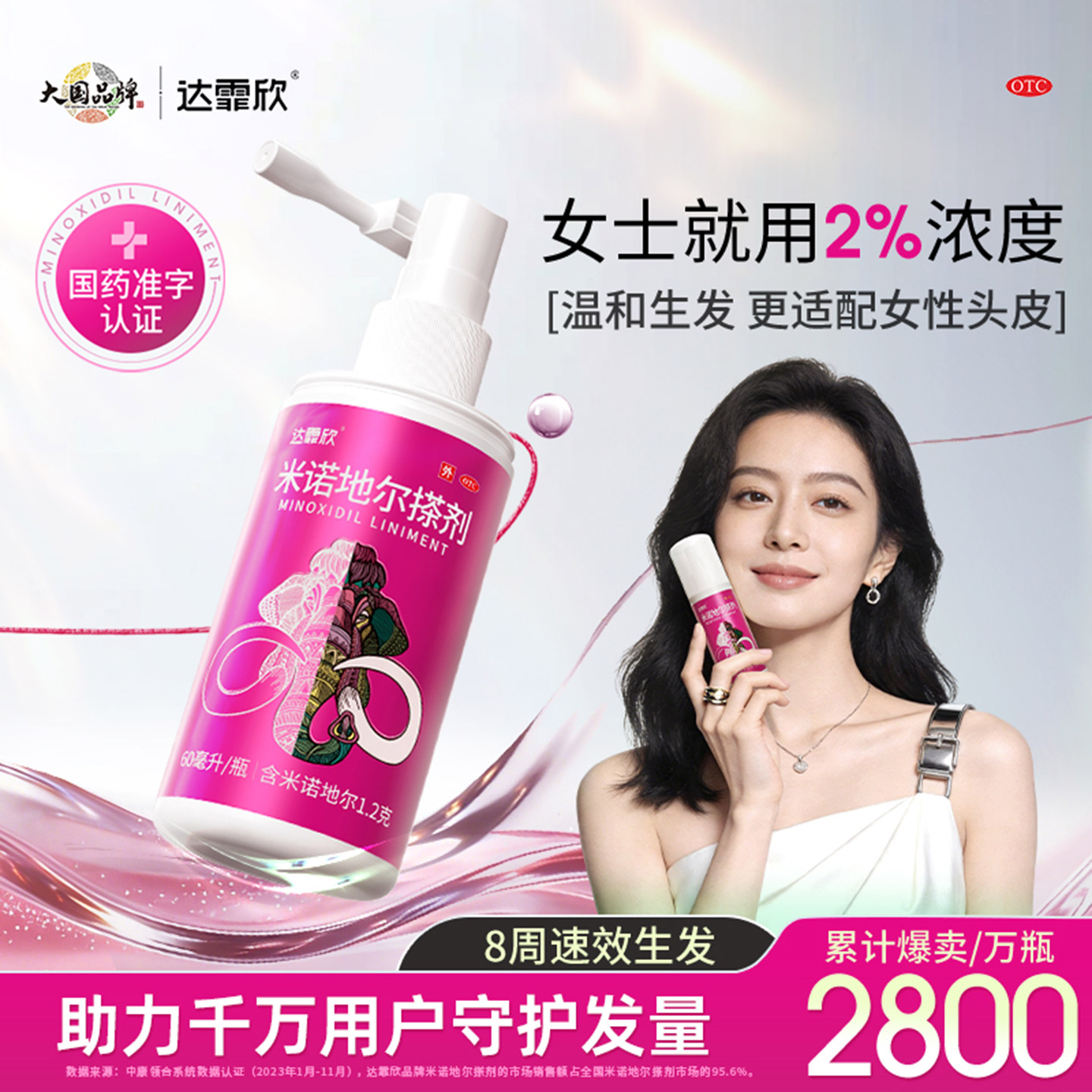 达霏欣米诺地尔女士生发液2%搽剂药品非防脱发洗发水官方旗舰店
