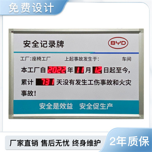 多款可选择安全运行天数电子看板北京时间自动更新每天累计显示屏