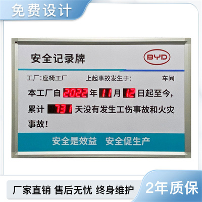 安全运行天数电子看板自动更新屏