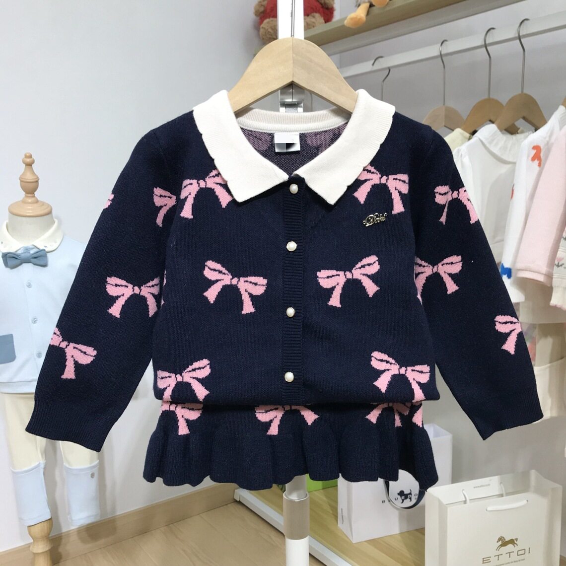 韩版童装秋冬新款女童宝宝针织毛衣短裙两件套装中小童潮6101603