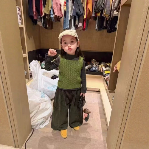 儿童装女童套装毛衣背心加打底衫裤子三件套26秋冬装新款服装货源