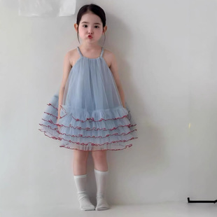 橘思女童春夏套装 韩系女童连衣裙公主裙吊带蓬蓬纱裙 2026新款