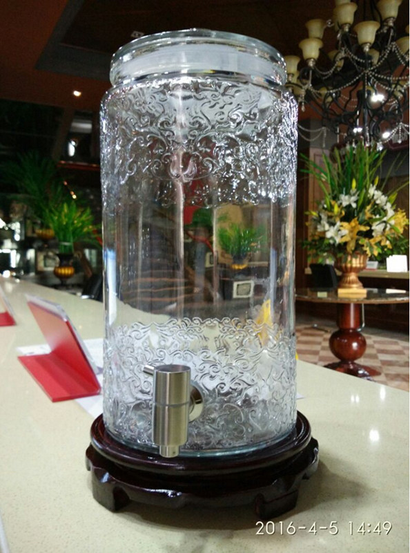 无铅加厚玻璃泡酒瓶带龙头人参药酒瓶密封泡酒坛子10斤20斤酒容器