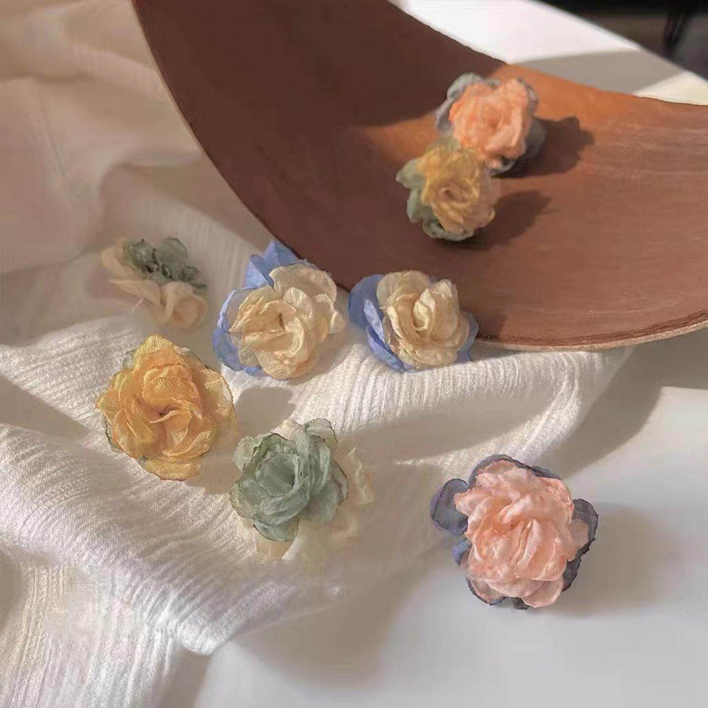 莫奈花园~布艺油画花朵耳环森系