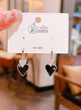 黑桃皇后桃心耳环女防丢耳扣
