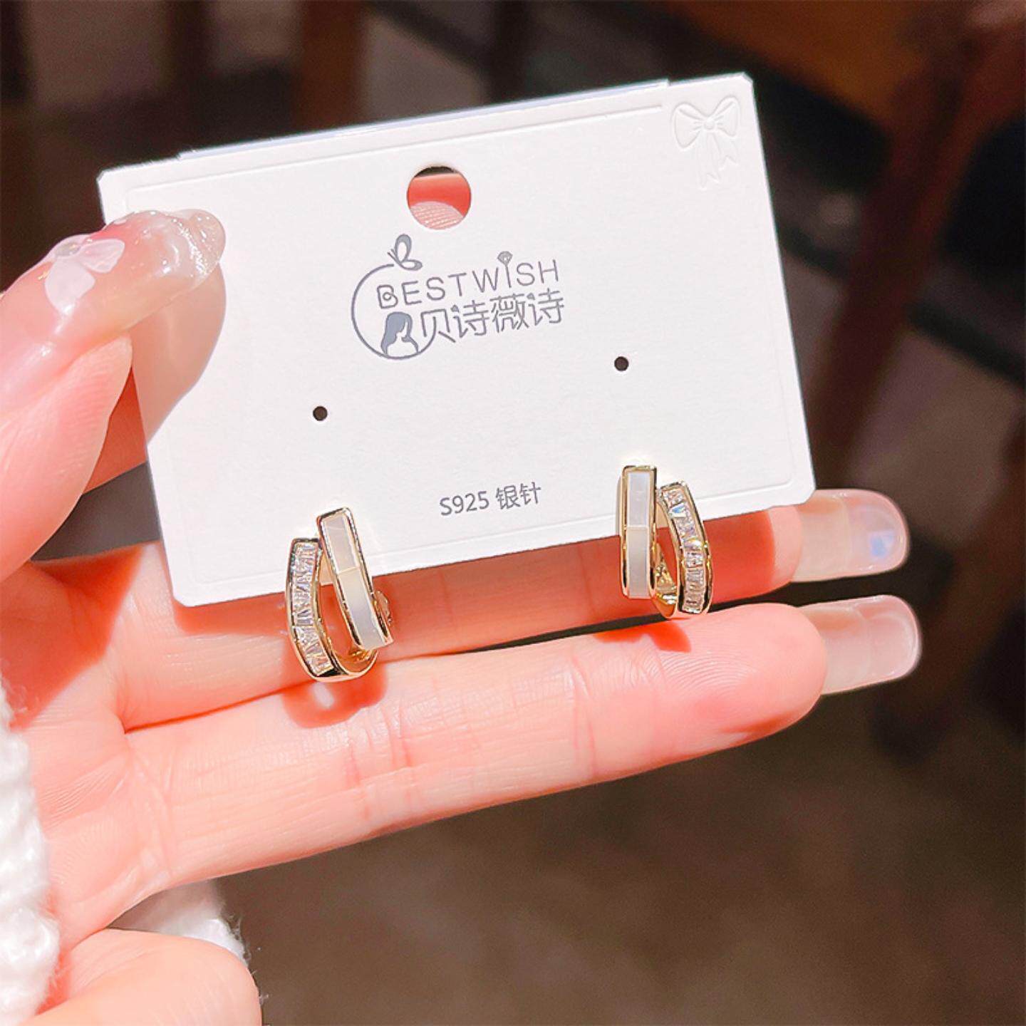 耳钉女天然贝壳轻奢高级感气质