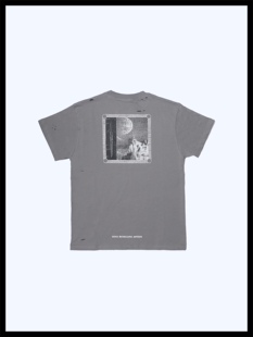 BrokenSword 美式高街雪山破洞梵文嘻哈休闲宽松纯棉短袖T恤男女