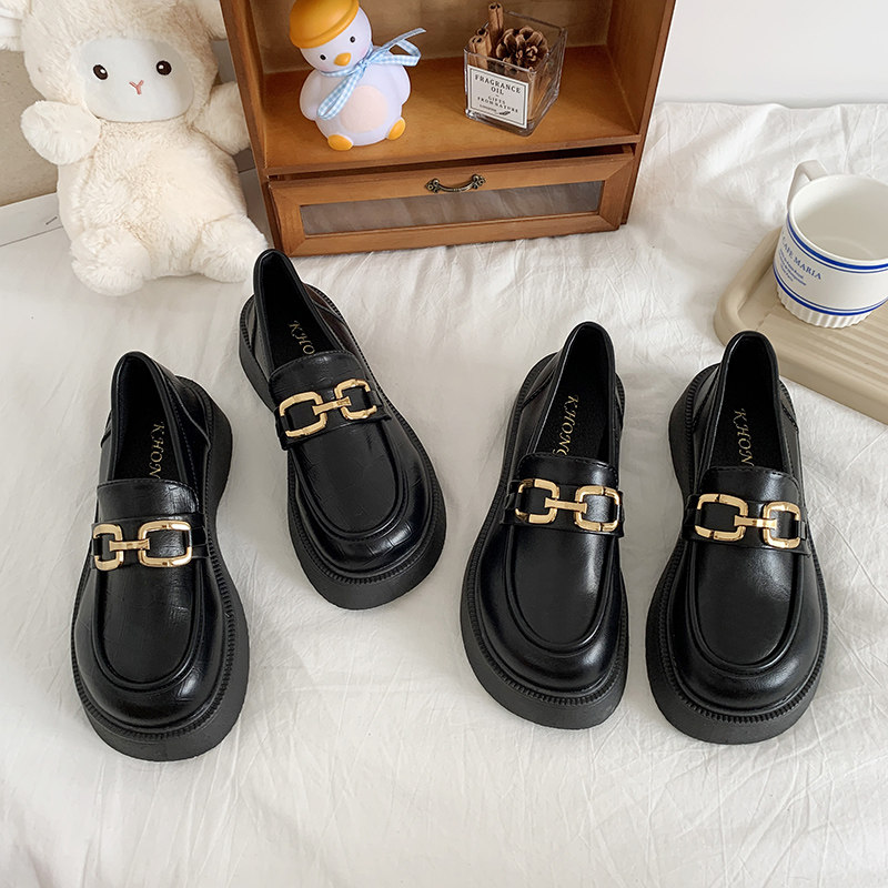 小皮鞋女英伦风2021新款秋冬季乐福鞋厚底松糕日系jk黑色百搭单鞋|msdalam kategori Kasut wanita, kasut rendah - dari Buy2taobao.com untuk memberikan perkhidmatan ejen Taobao profesional membeli