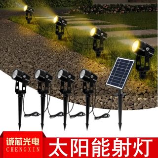 2023跨境新款太阳能LED射灯户外地插草坪家用景观庭院花园照树灯