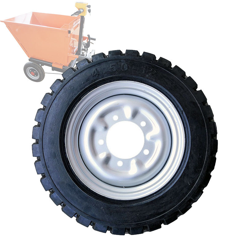 300400-8实心轮胎电动车免充气工地手推车斗三轮车微耕机橡胶