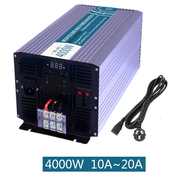 厂家包邮行者纯正弦波银色外壳逆变器4000W12V转220V可市电切换