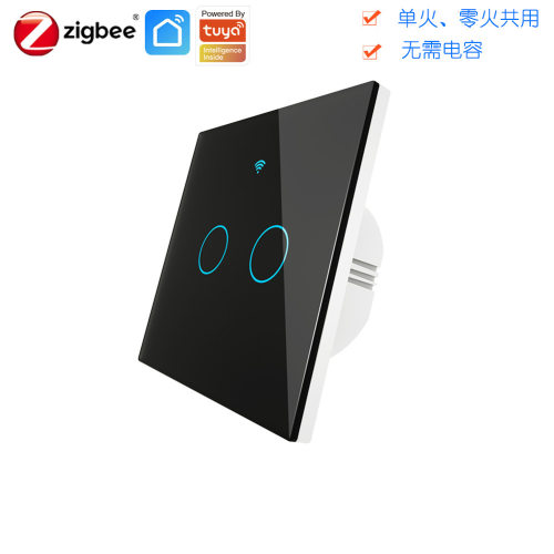 2路欧式智能墙壁开关 涂鸦ZIGBEE远程控制定时开关无需电容