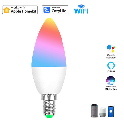 Homekit智能蜡烛灯WiFi遥控远程Alexa语音RGBCW无线台灯E14尖泡