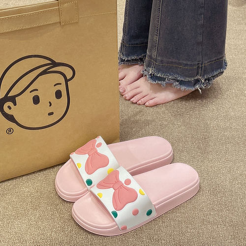 可爱蝴蝶结防滑厚底一字拖