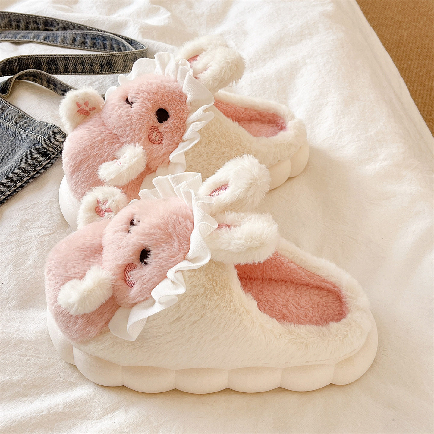 棉拖鞋女冬季可爱围裙兔子家居室内包头厚底防滑加绒保暖毛毛拖鞋,女鞋,毛毛鞋,淘宝优惠券,粉丝福利购,淘宝优惠卷