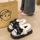 可爱蝴蝶结棉拖鞋女款冬季外穿防滑厚底加绒保暖室内包跟月子棉鞋