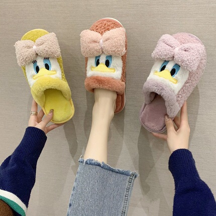 Internet Celebrity Cute Cotton Slippers for Women, Suitable for Outdoor Wear, 2026 Autumn and Winter New Style, Indoor Home Non-Slip Maternity Furry Shoes