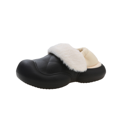 防水毛绒保暖厚底棉拖鞋