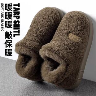 棉拖鞋男士2026新款室内家居厚底加绒保暖防滑高帮包跟棉鞋男