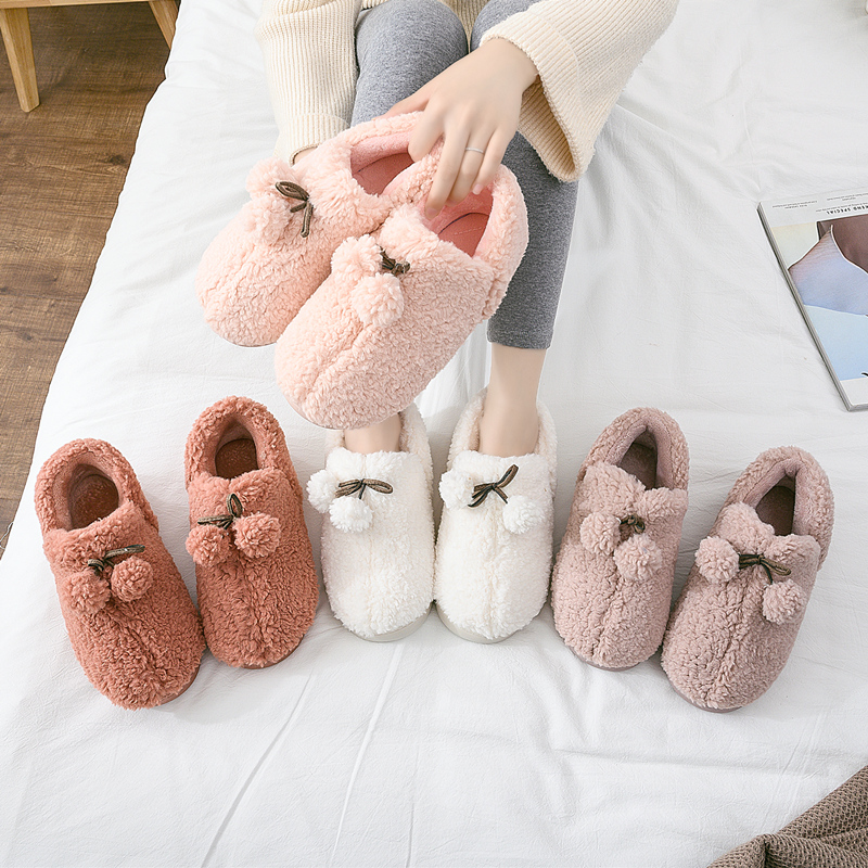 冬季情侣用居毛毛加绒保暖棉拖鞋