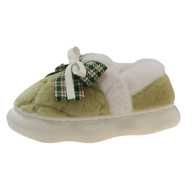 可外穿棉拖鞋女冬季新款可爱蝴蝶结毛绒月子保暖居家室内包跟棉鞋