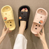 室内居家可爱橘子情侣洗澡漏水速干防滑凉拖鞋 浴室拖鞋 女士夏季 男
