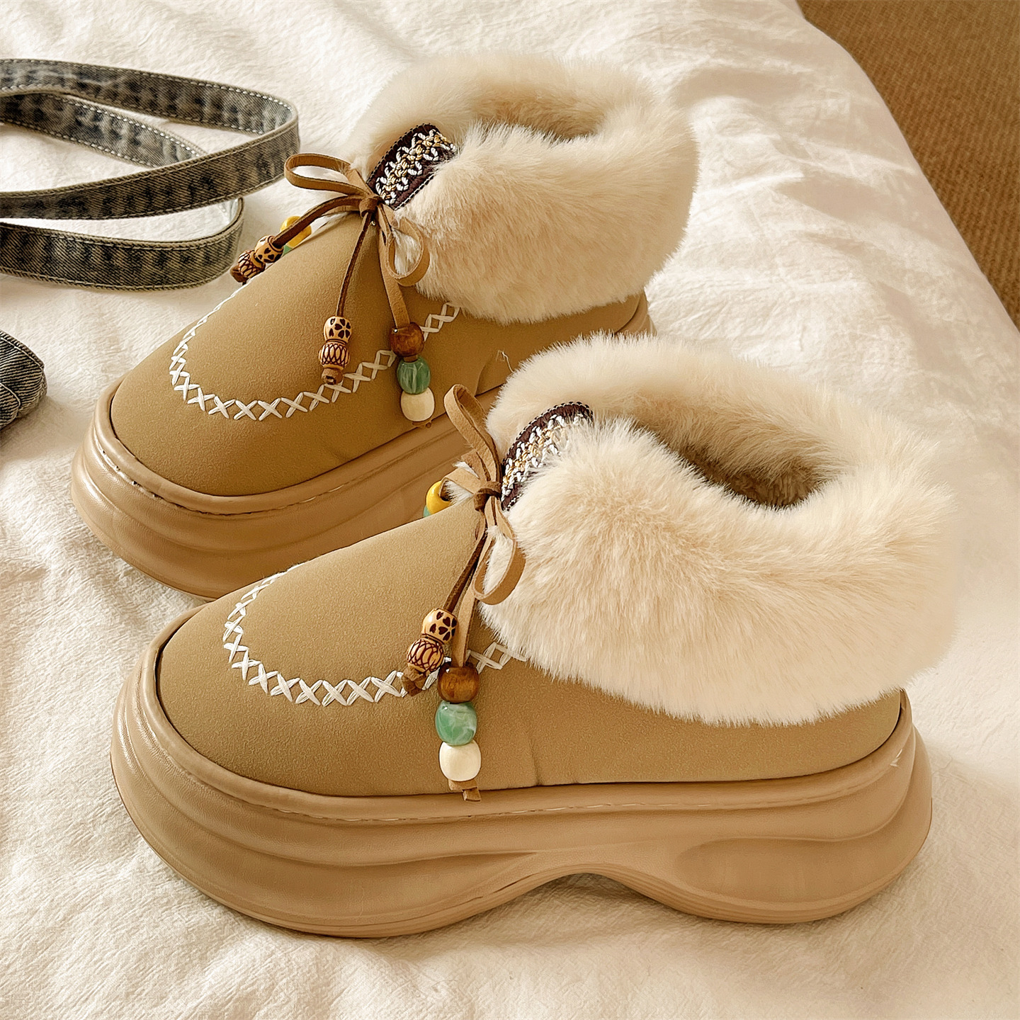 俏绘时尚加绒加厚保暖包跟棉鞋