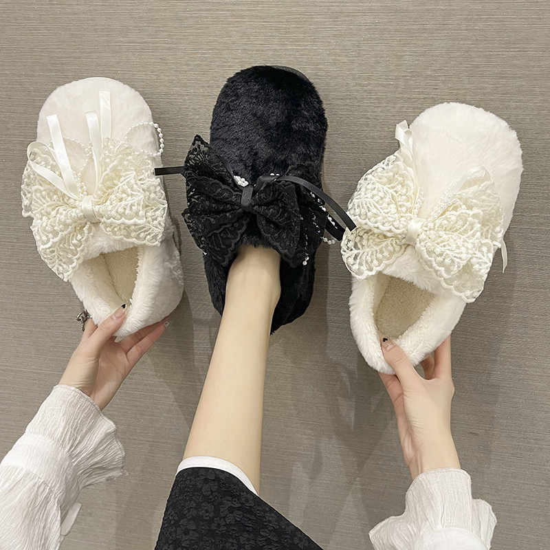 可爱蝴蝶结包跟棉鞋，公主范