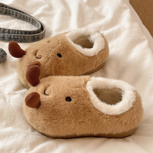 可爱土豆室内居家加绒包跟保暖学生宿舍防滑棉鞋 厚底棉拖鞋 女冬季