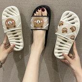 拖鞋 镂空卡通可爱小熊洗澡漏水厚底防滑家居凉拖鞋 女夏季 外穿时尚