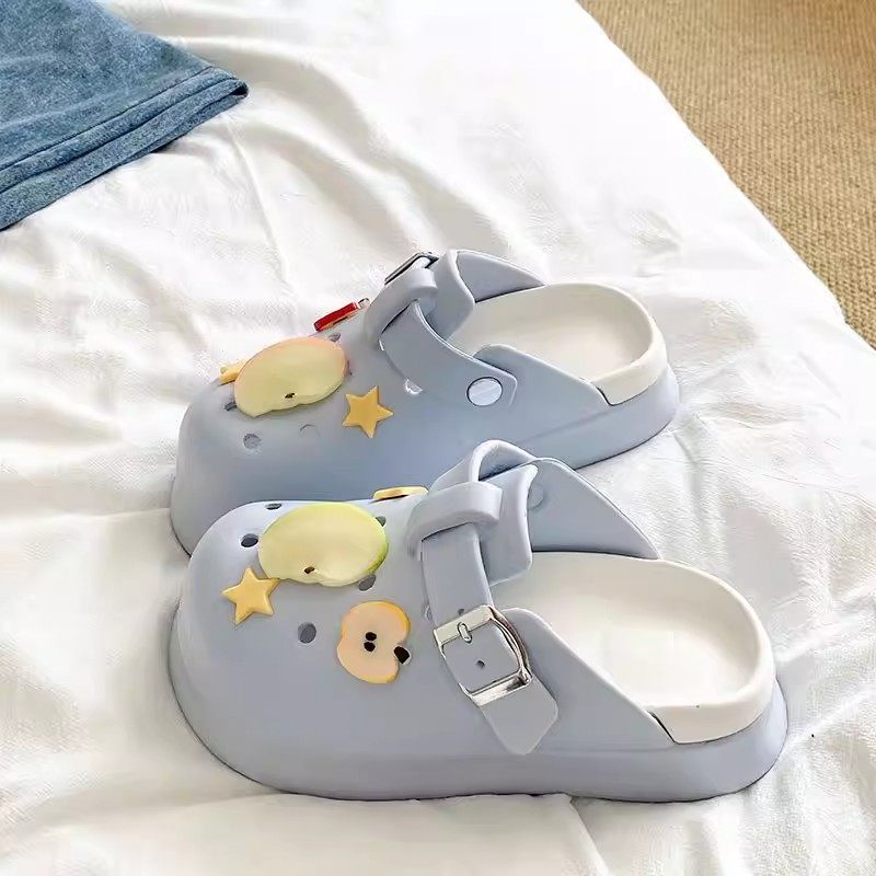 2026新款洞洞鞋女款夏季外穿一脚蹬厚底踩屎感星星苹果包头半拖鞋,女鞋,洞洞鞋,淘宝优惠券,粉丝福利购,淘宝优惠卷