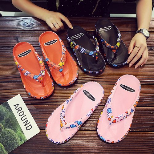 厚底坡跟防滑夹脚海边人字拖鞋