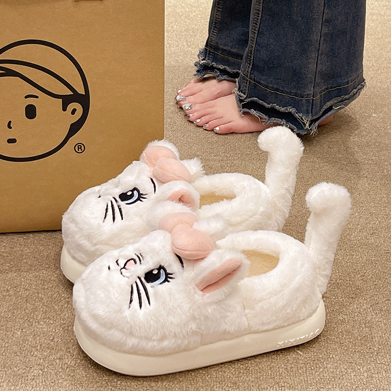 可爱蝴蝶结玛丽猫棉拖鞋