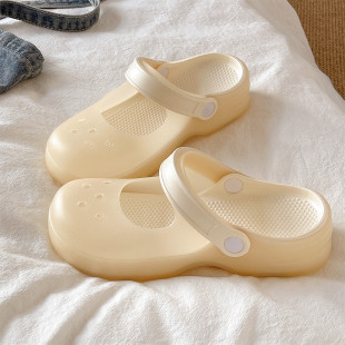 女夏季 包头厚底沙滩凉拖鞋 2025新款 休闲外穿防滑果冻鞋 时尚 洞洞鞋