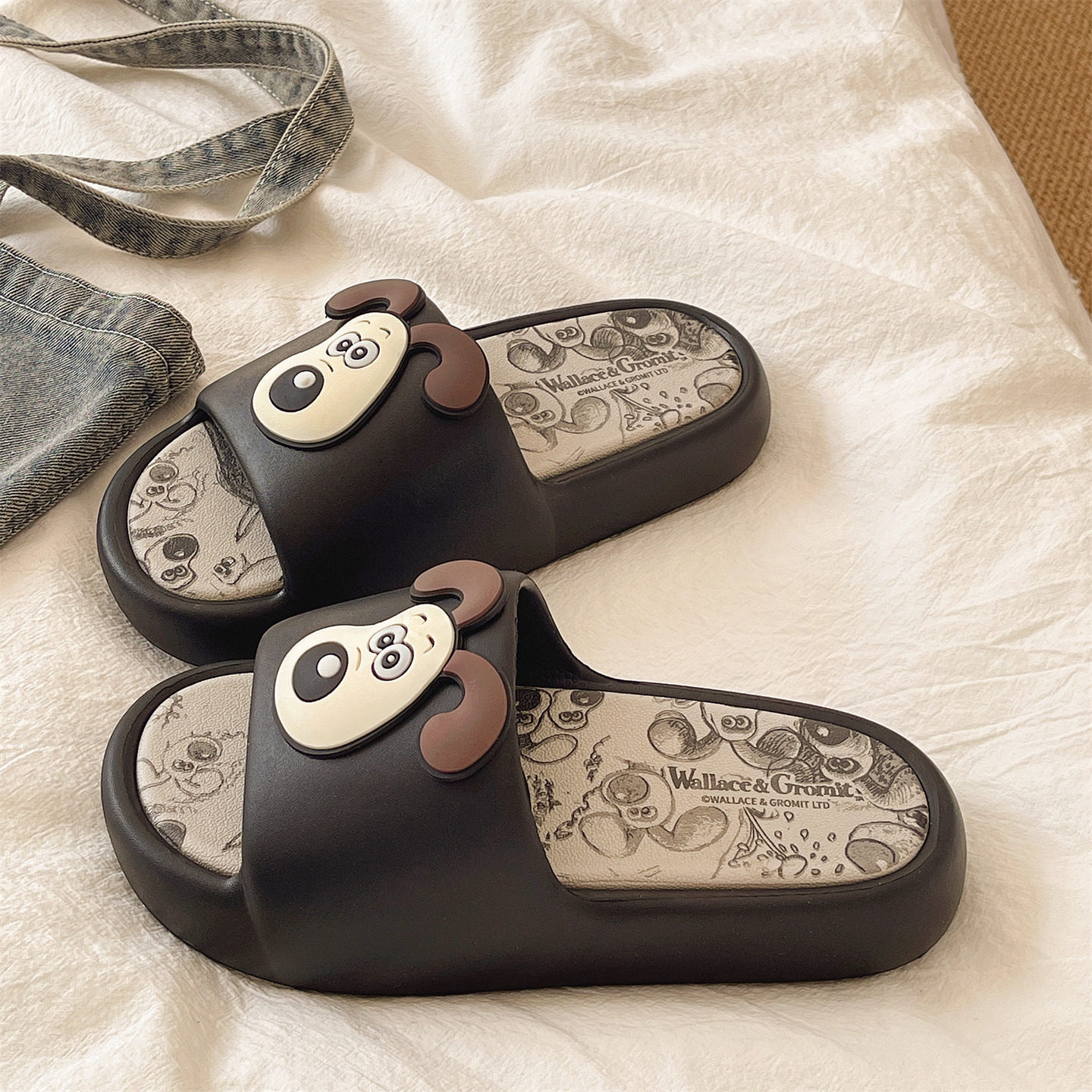 卡通可爱小狗一字拖女夏季情侣居家室内防滑软底学生宿舍凉拖鞋男,女鞋,一字拖,淘宝优惠券,粉丝福利购,淘宝优惠卷