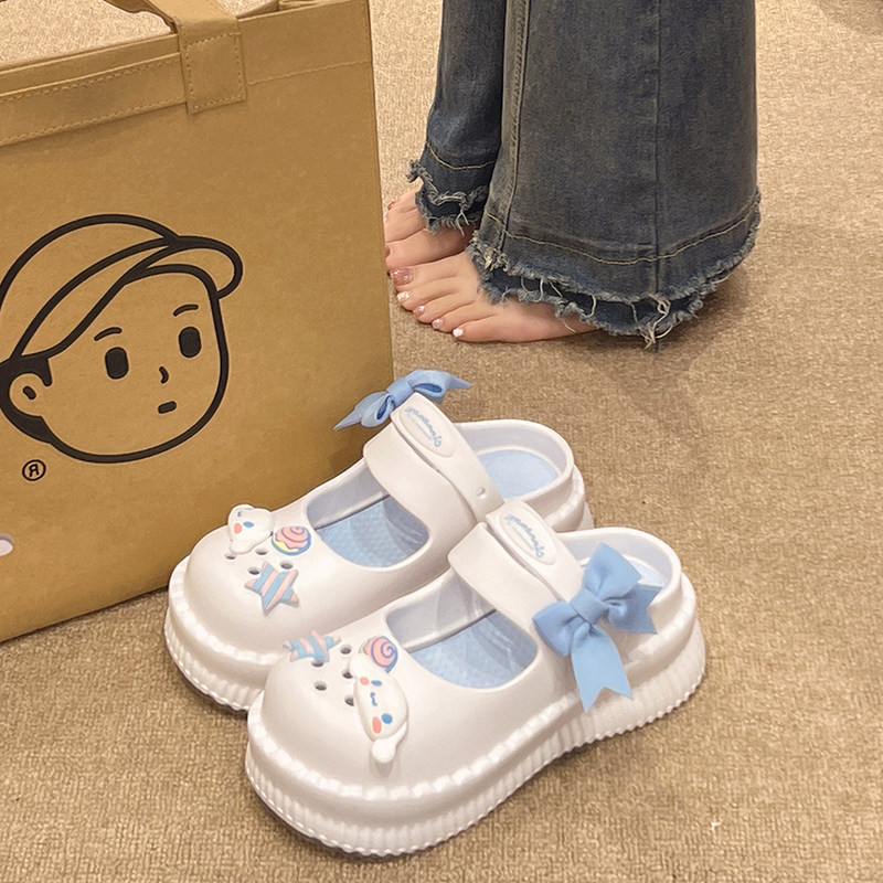 玛丽珍洞洞鞋女夏季外穿可爱大耳狗增高厚底防滑两穿包头沙滩凉鞋