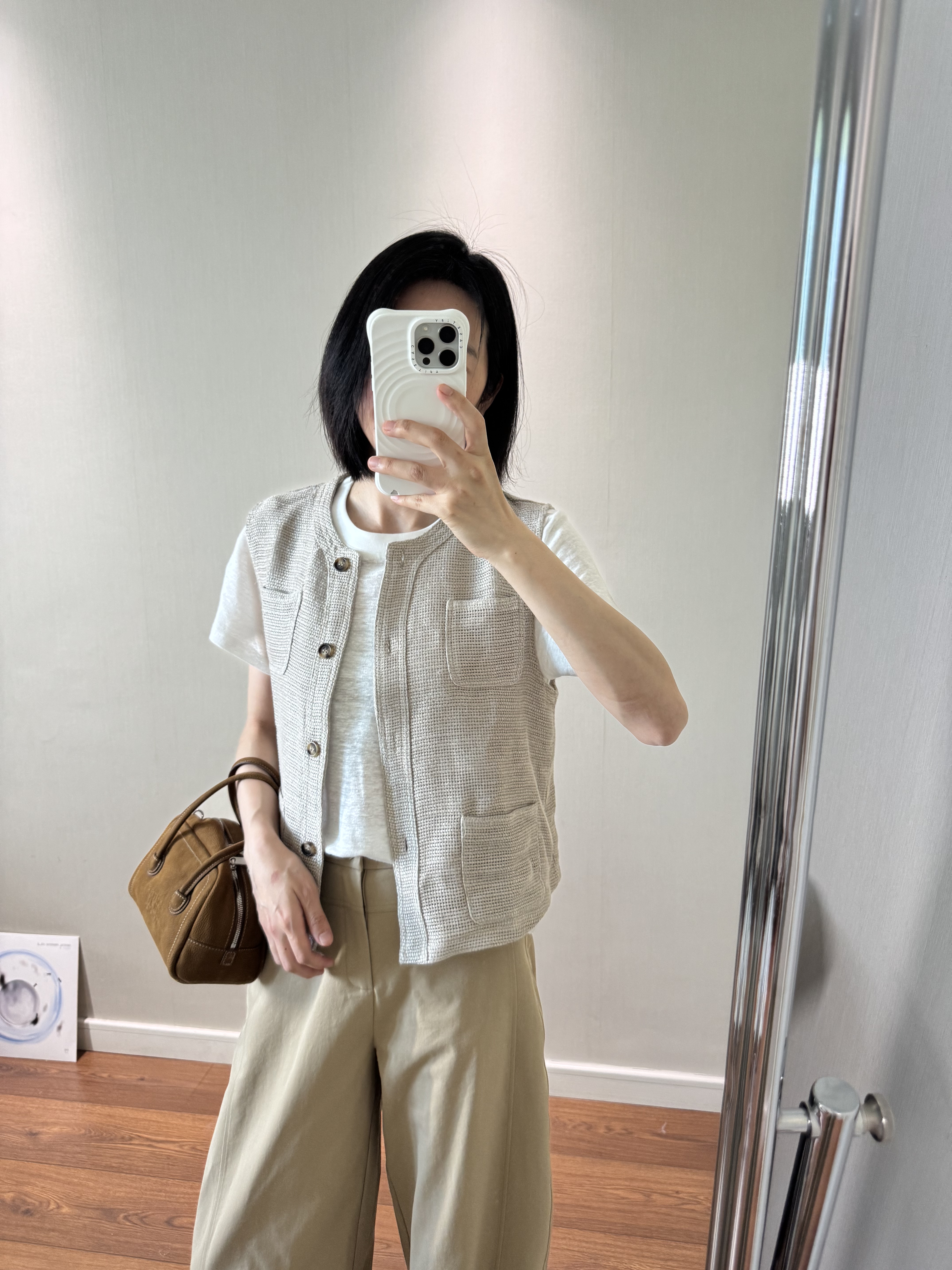 wenlustore夏季新款金丝亚麻轻奢老钱风圆领马甲背心