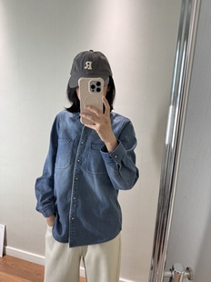 wenlustore冬季新款加绒加厚天丝牛仔长袖衬衫翻领外套女