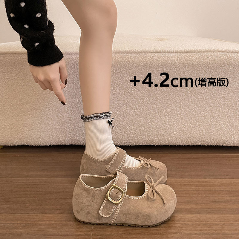 厚底内增高勃肯鞋女春季一脚蹬配裙子玛丽珍鞋时尚蝴蝶结浅口单鞋,女鞋,勃肯鞋/软木鞋,淘宝优惠券,粉丝福利购,淘宝优惠卷