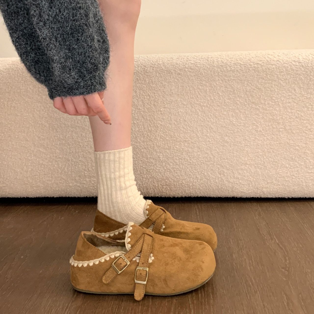 春秋2026新款厚底内增高勃肯鞋女双扣带一脚蹬懒人舒适加绒0125z,女鞋,勃肯鞋/软木鞋,淘宝优惠券,粉丝福利购,淘宝优惠卷