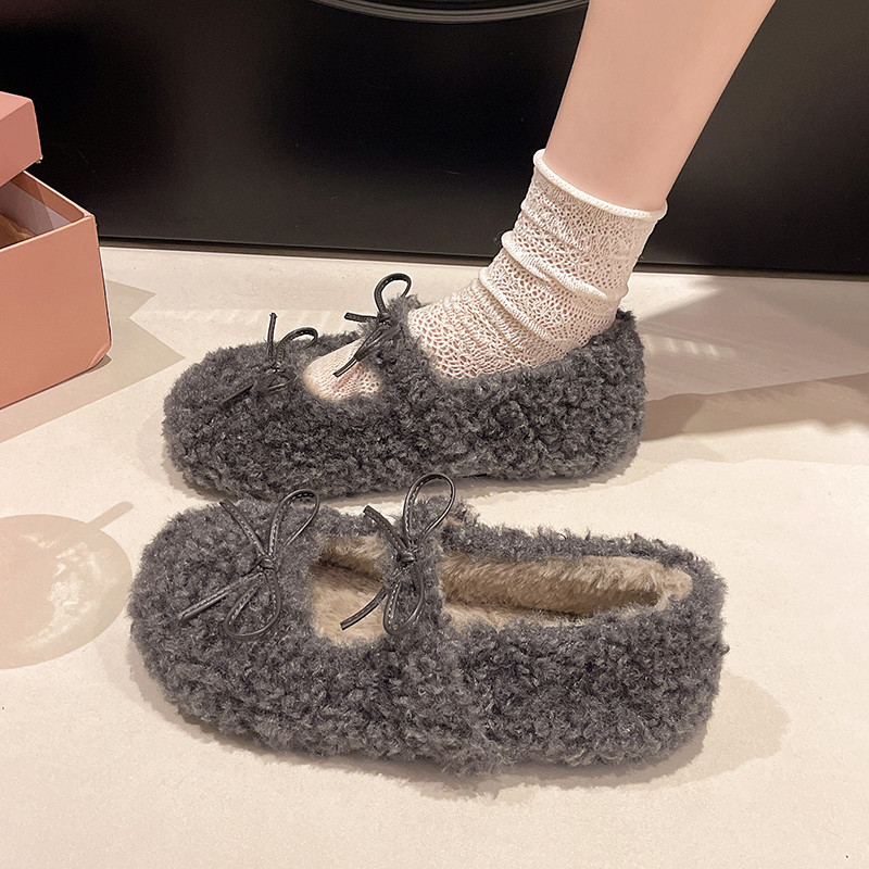 春秋毛毛豆豆鞋女外穿时尚蝴蝶结保暖一脚蹬懒人鞋浅口毛绒0125z,女鞋,勃肯鞋/软木鞋,淘宝优惠券,粉丝福利购,淘宝优惠卷