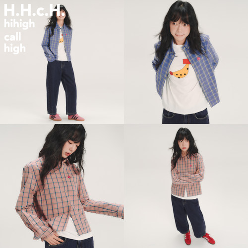 HHCH口海 AW26 小房子印花复古格纹正肩直筒长袖衬衫