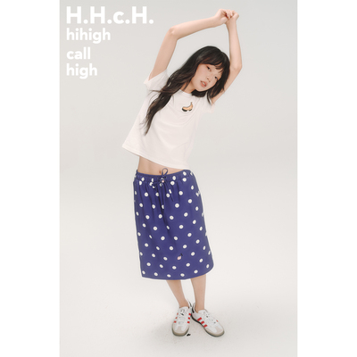 HHCH口海 AW25 原创樱桃波点满印松紧腰一步裙半身裙