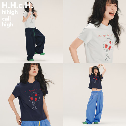 HHCH口海 SS26 复古苹果树绣花正肩短袖女夏设计感小众T恤上衣